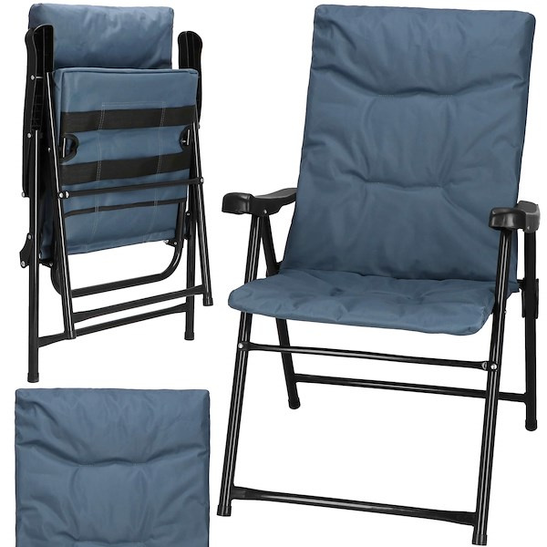 Krzesło na plaże, wędkarskie składane krzesełko kempingowe niebieskie